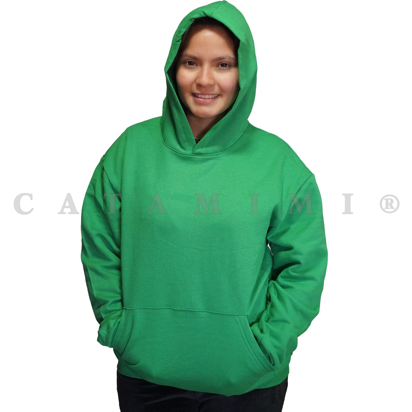 Polerones con Gorro Lisos verde cata