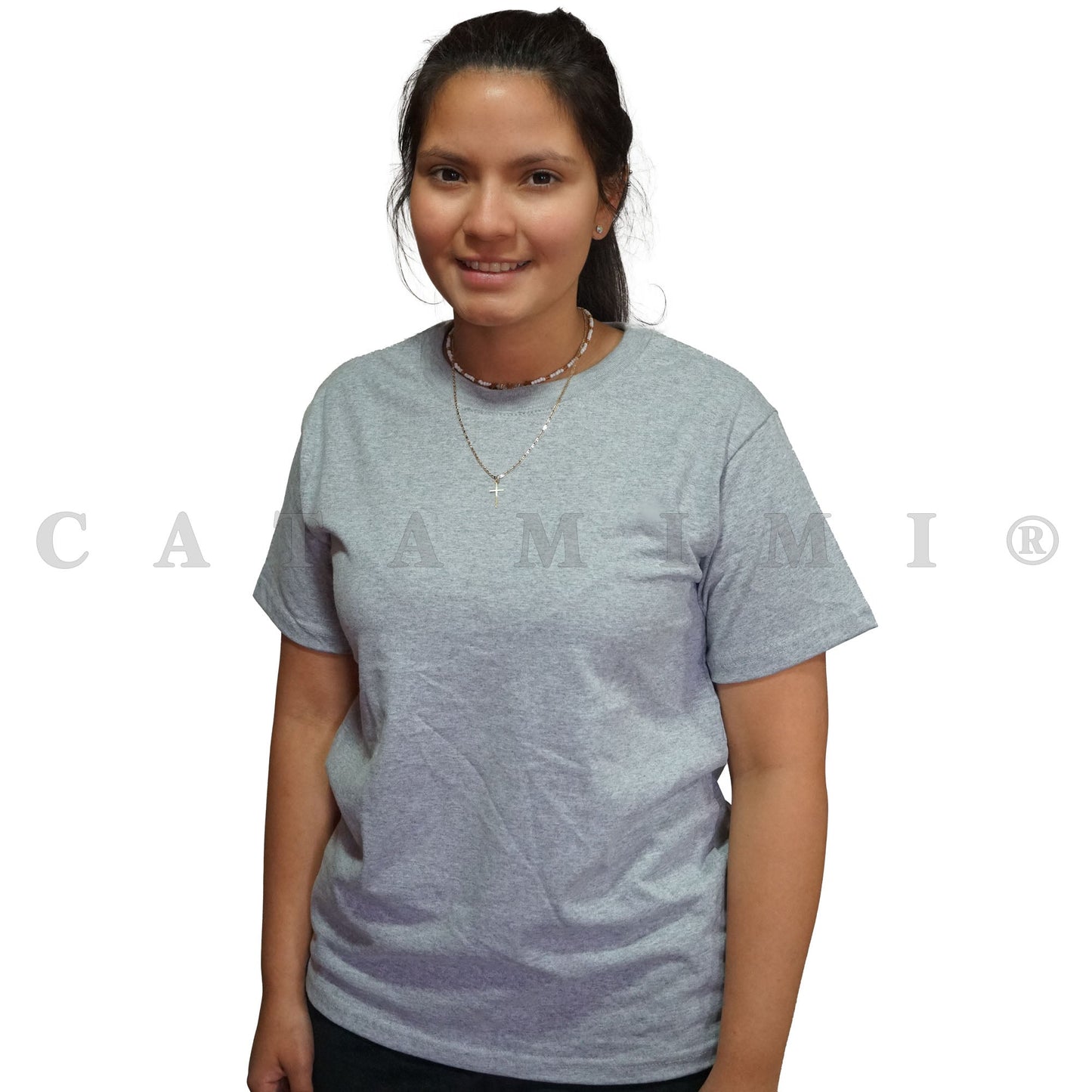 Poleras lisas adulto manga corta Gris