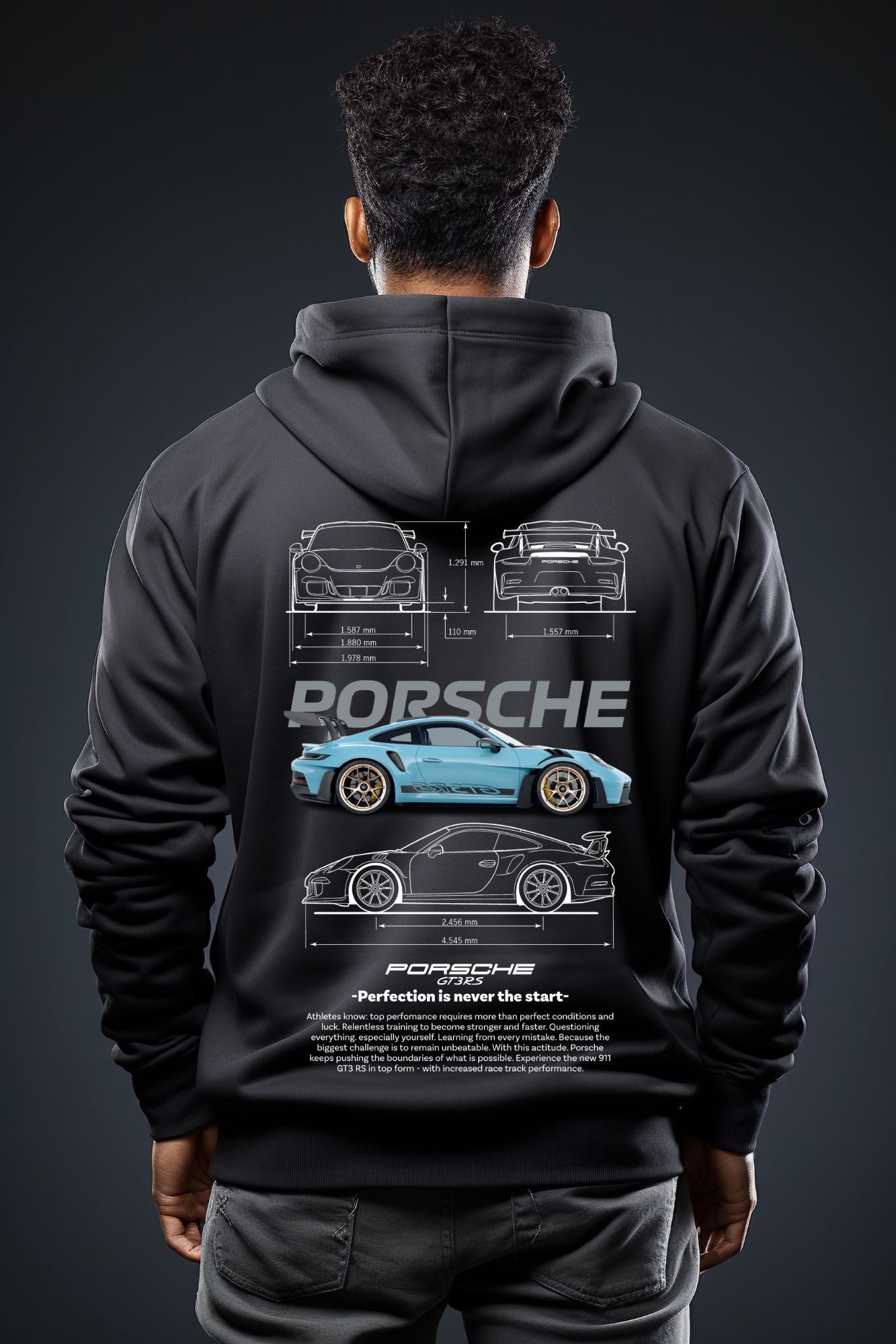 🏁 Hoodie Urban "Porsche 911 GT3 RS" – Edición Negra Premium 🏁