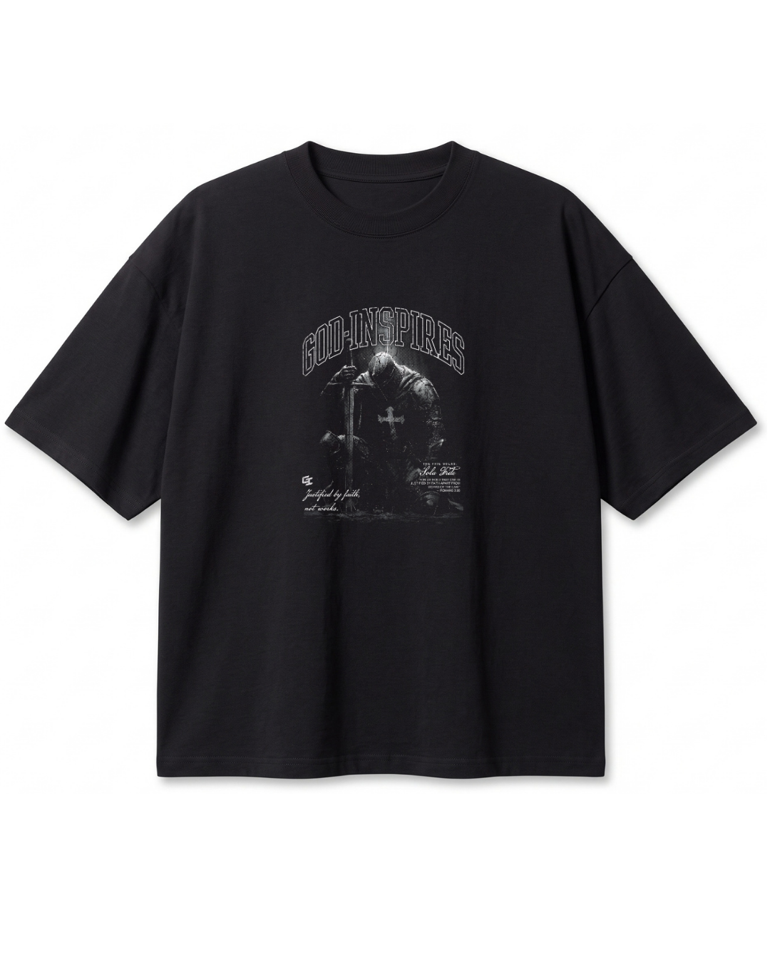 Polera Oversize Sola Fide Caballero | Frente y Espalda