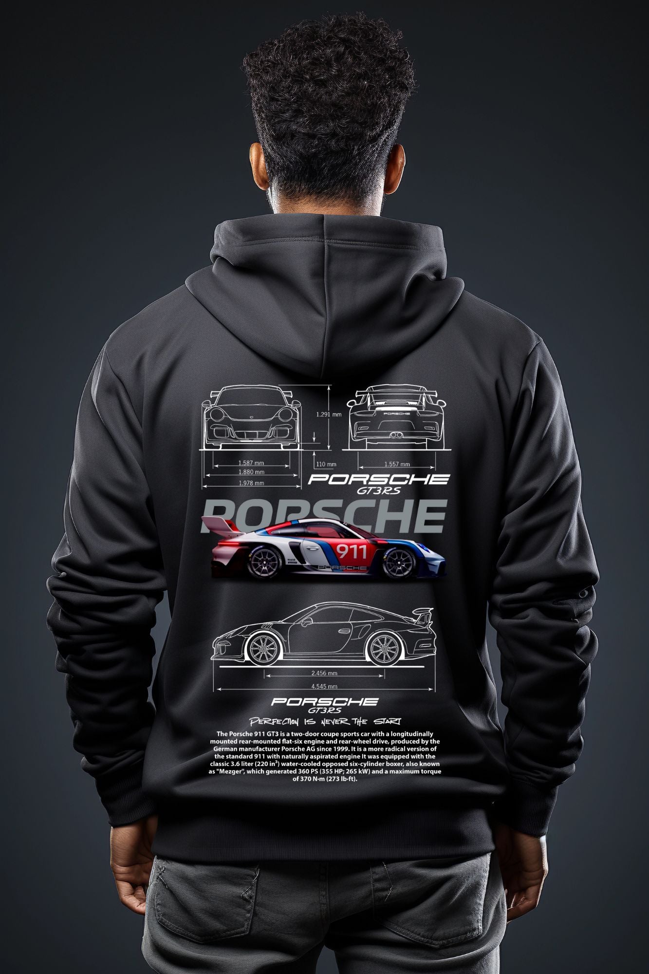 🏁 Hoodie Urban "Porsche 911 GT3 RS" – Edición Negra Premium 🏁