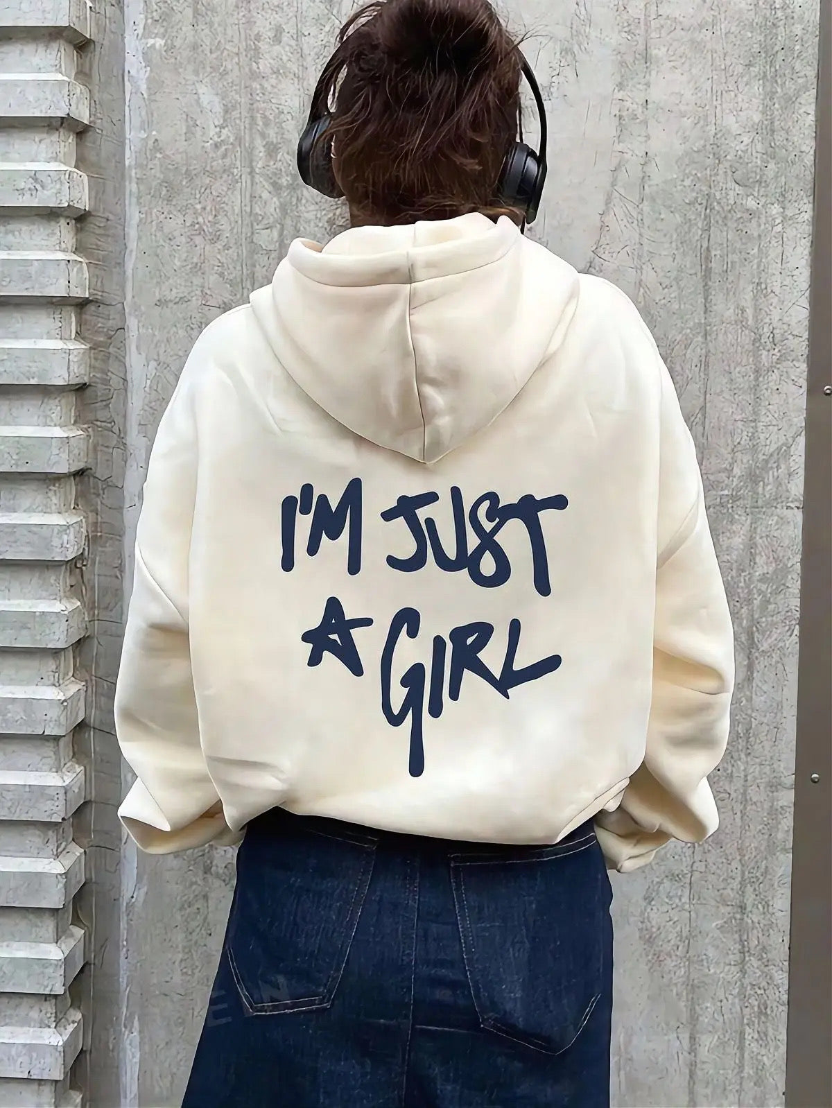 Hoodie im just girl modelo manga globo blanco