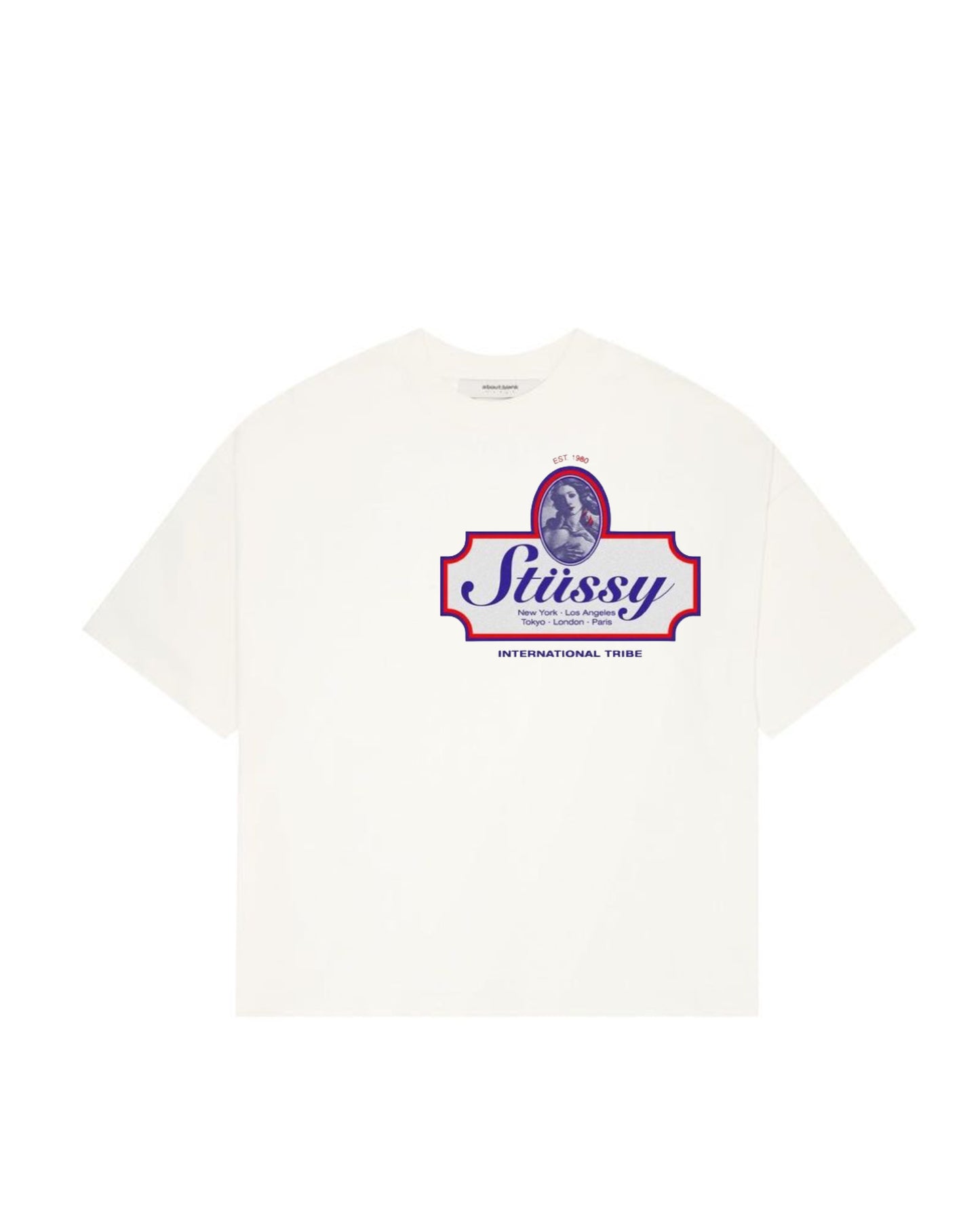 Tshirt blanca stussy retrato