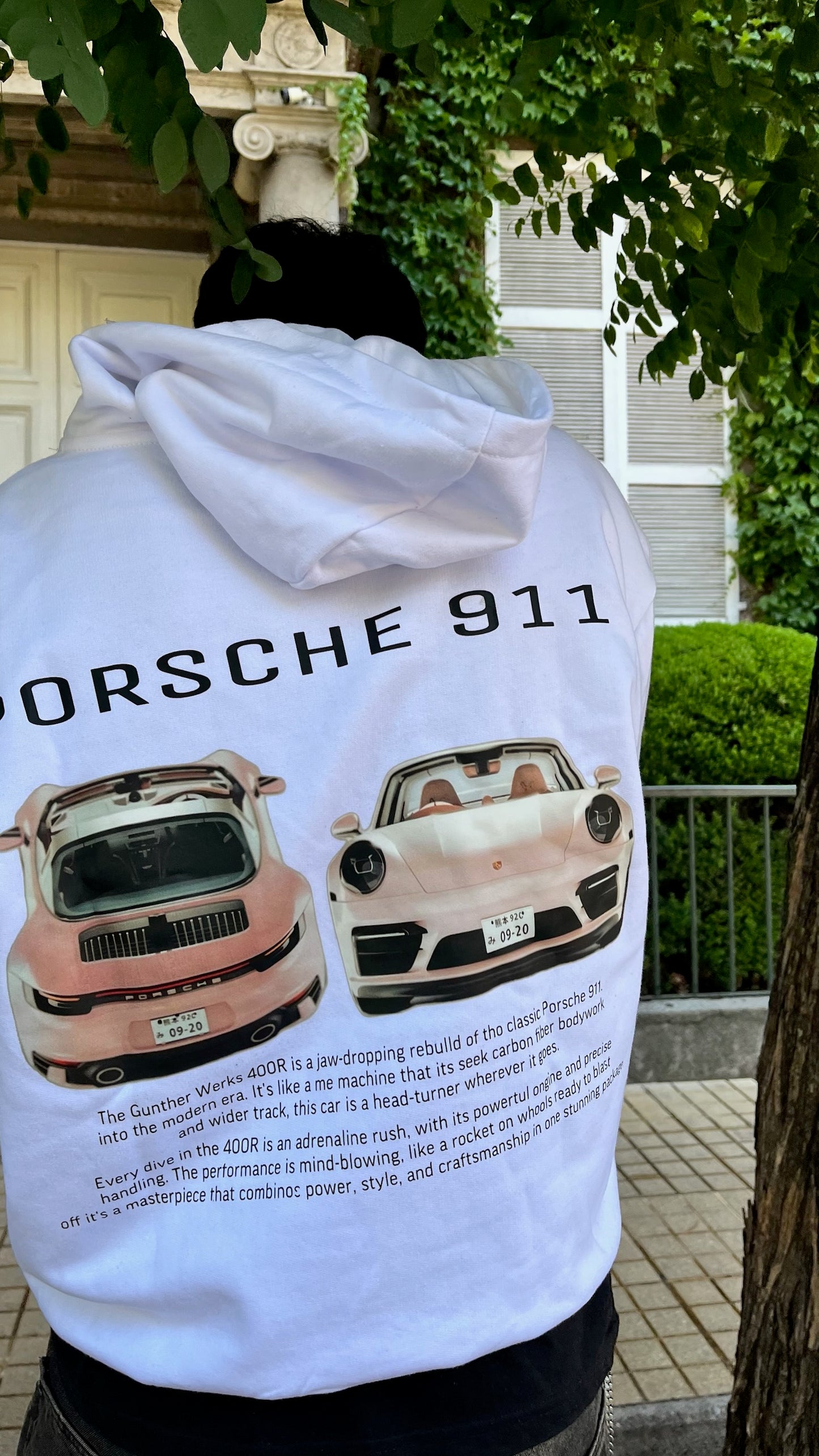 Hoodie porshe modelo manga globo blanco