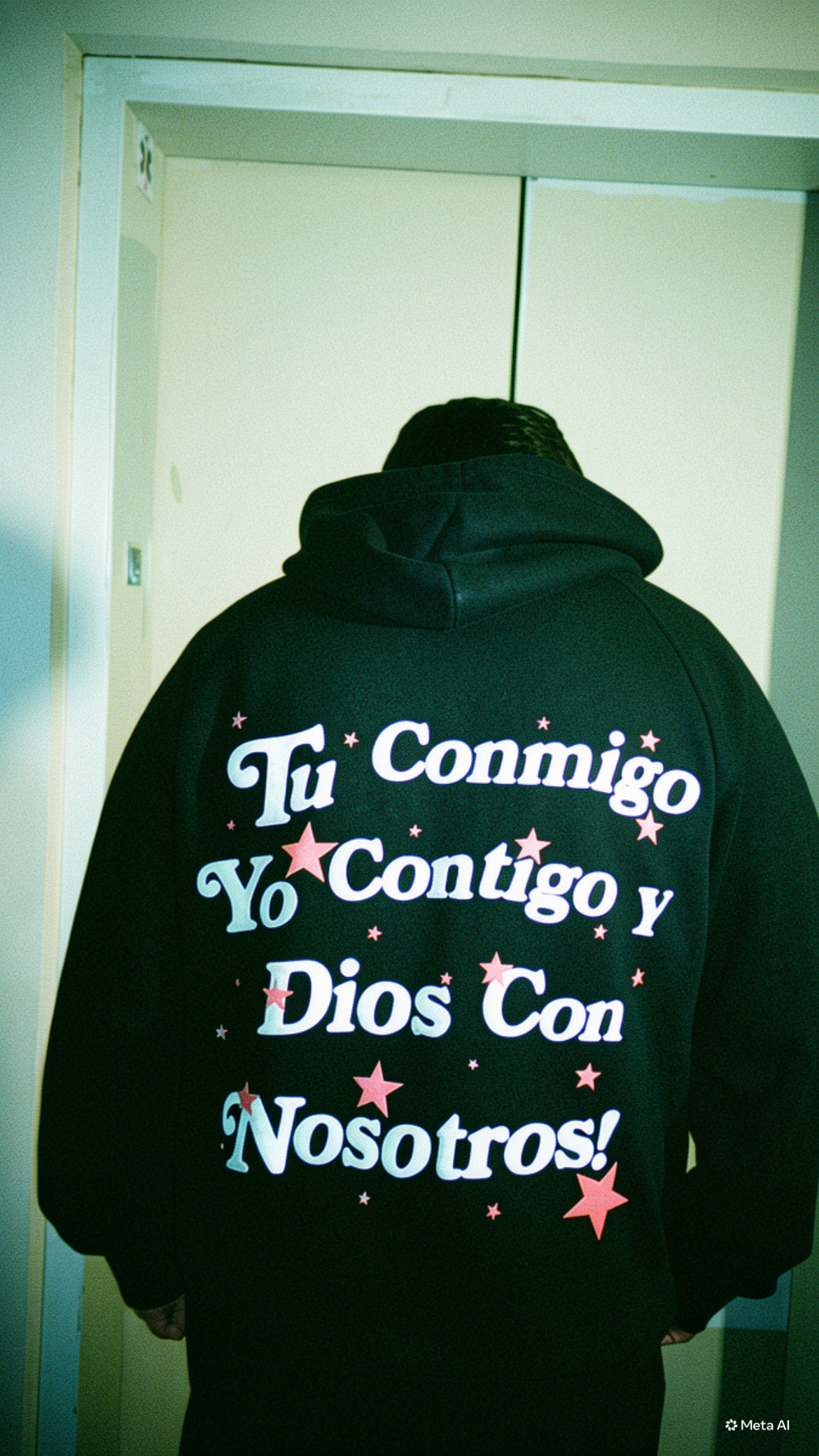 Hoodie God modelo manga globo negro puff