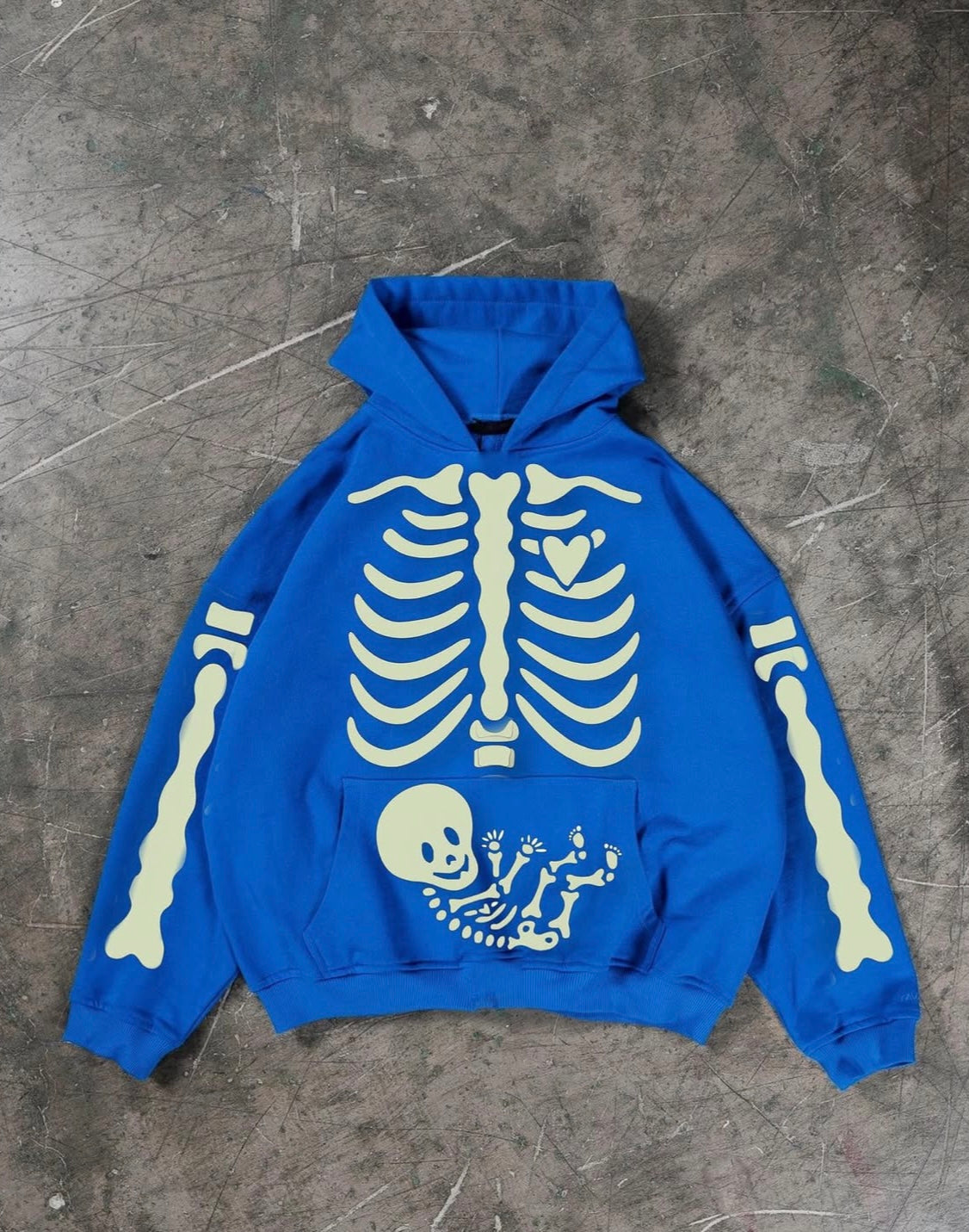 Hoodie azul rey esqueleto