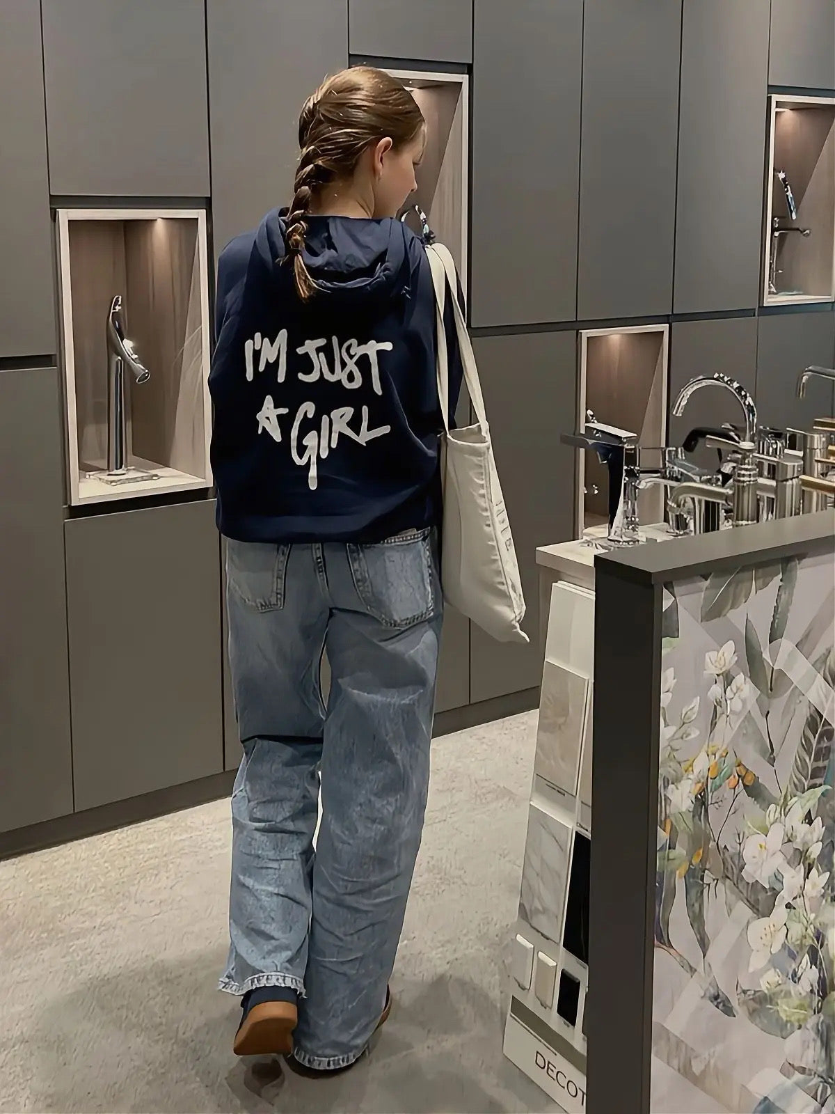 Hoodie im just girl modelo clásico azul marino