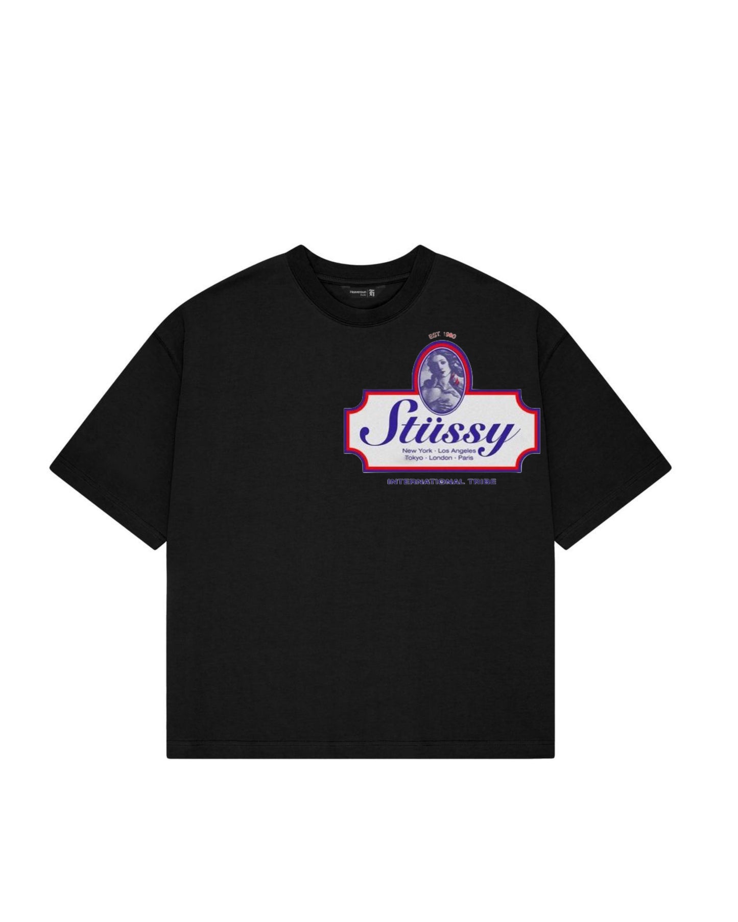 Tshirt negra stussy retrato