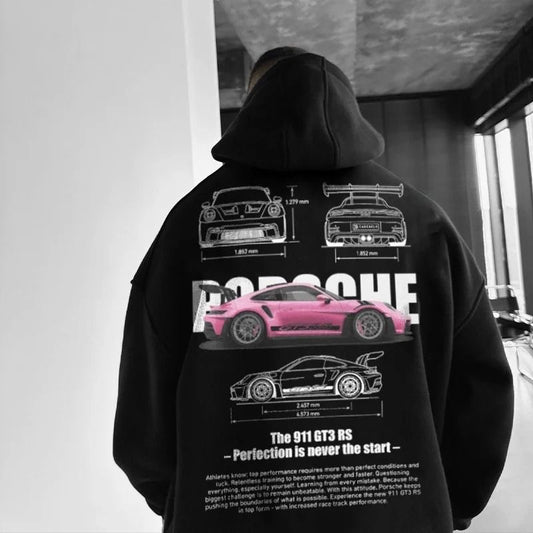Hoodie Porsche 911 gt3 RS auto rosa(NEGRO)
