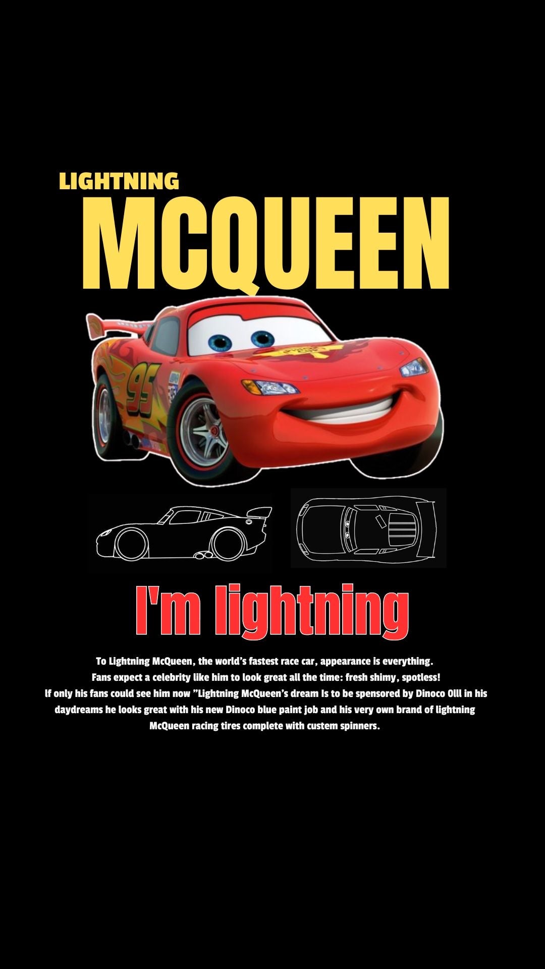 Polera Rayo mcqueen color negro