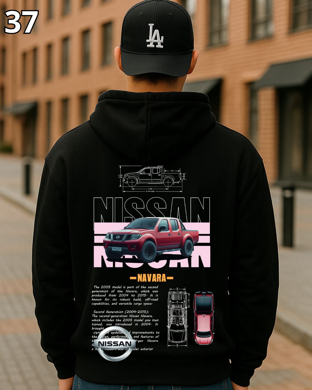 🏁 Hoodie Urban "Auto Nissan -NAVARA- " – Edición Negra Premium 🏁