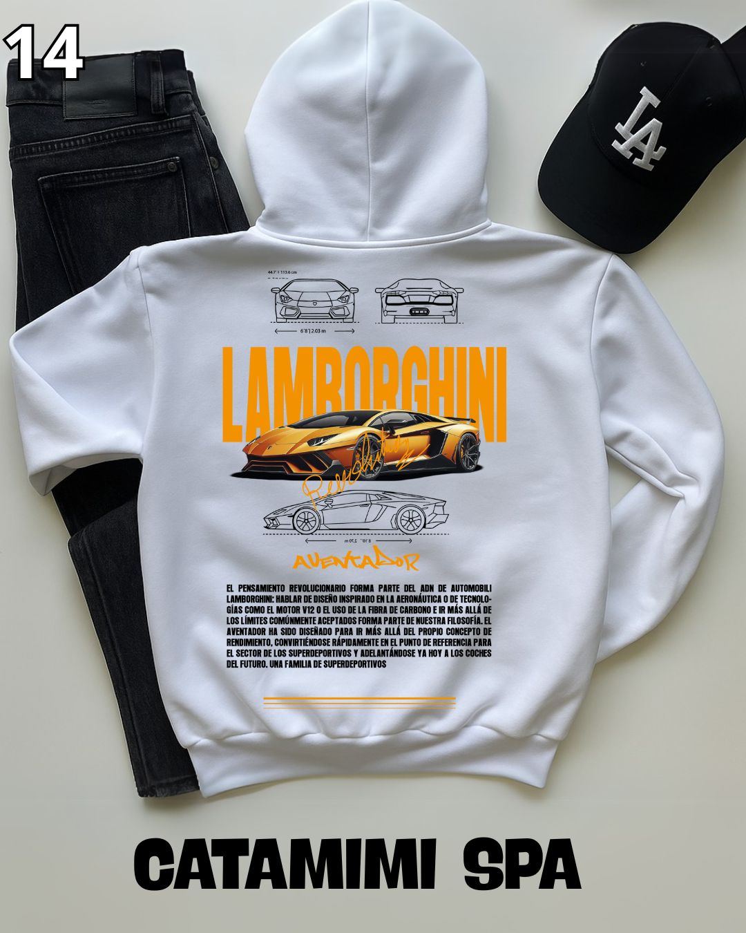 🏁 Hoodie Urban "Auto Lamborghini" – Edición Blanca Premium 🏁