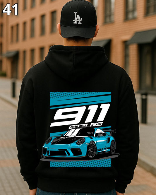 🏁 Hoodie Urban "Auto Azul 911  " – Edición Negra Premium 🏁