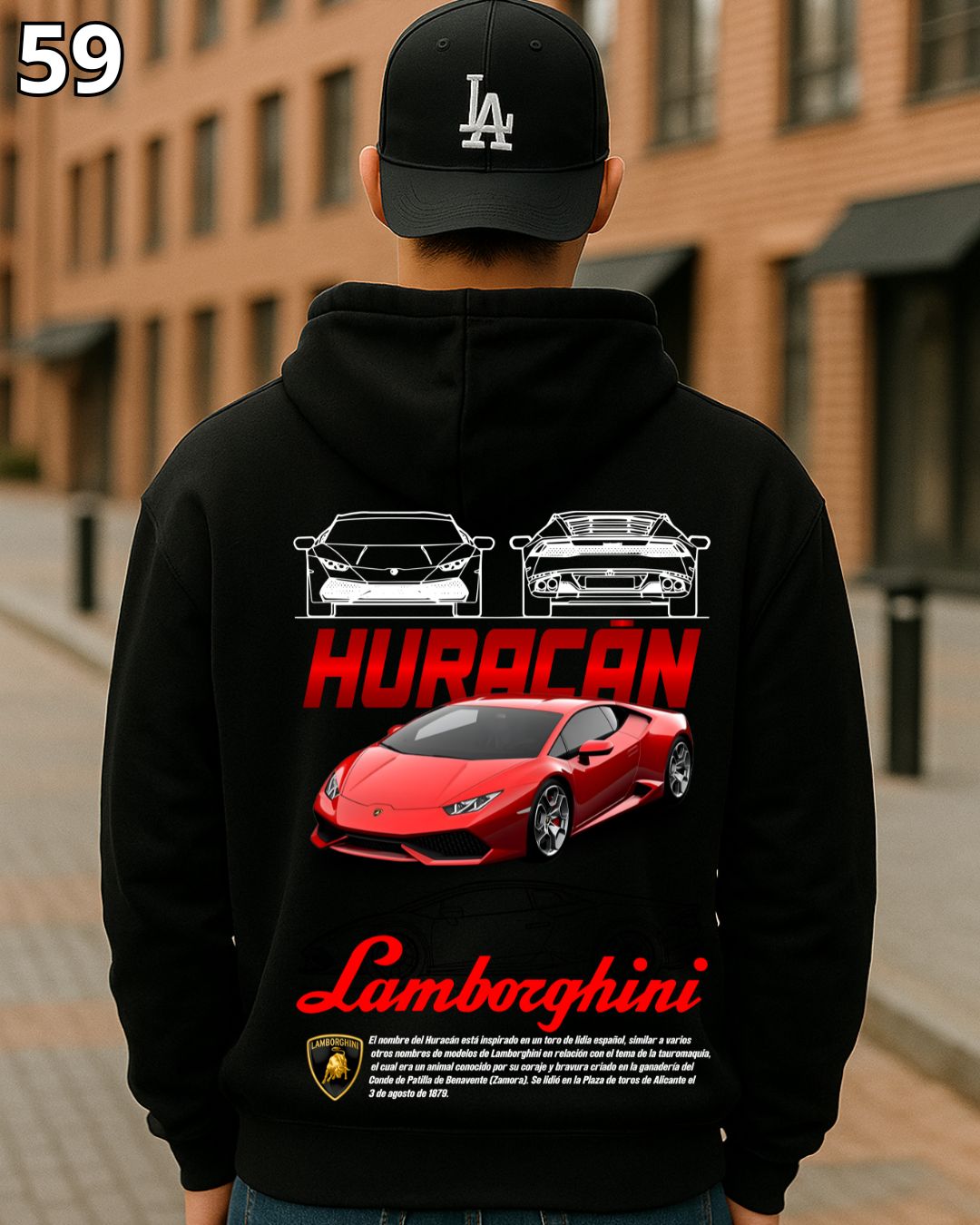 🏁 Hoodie Urban "Auto Lamborghini Huracan Rojo " – Edición Negra Premium 🏁