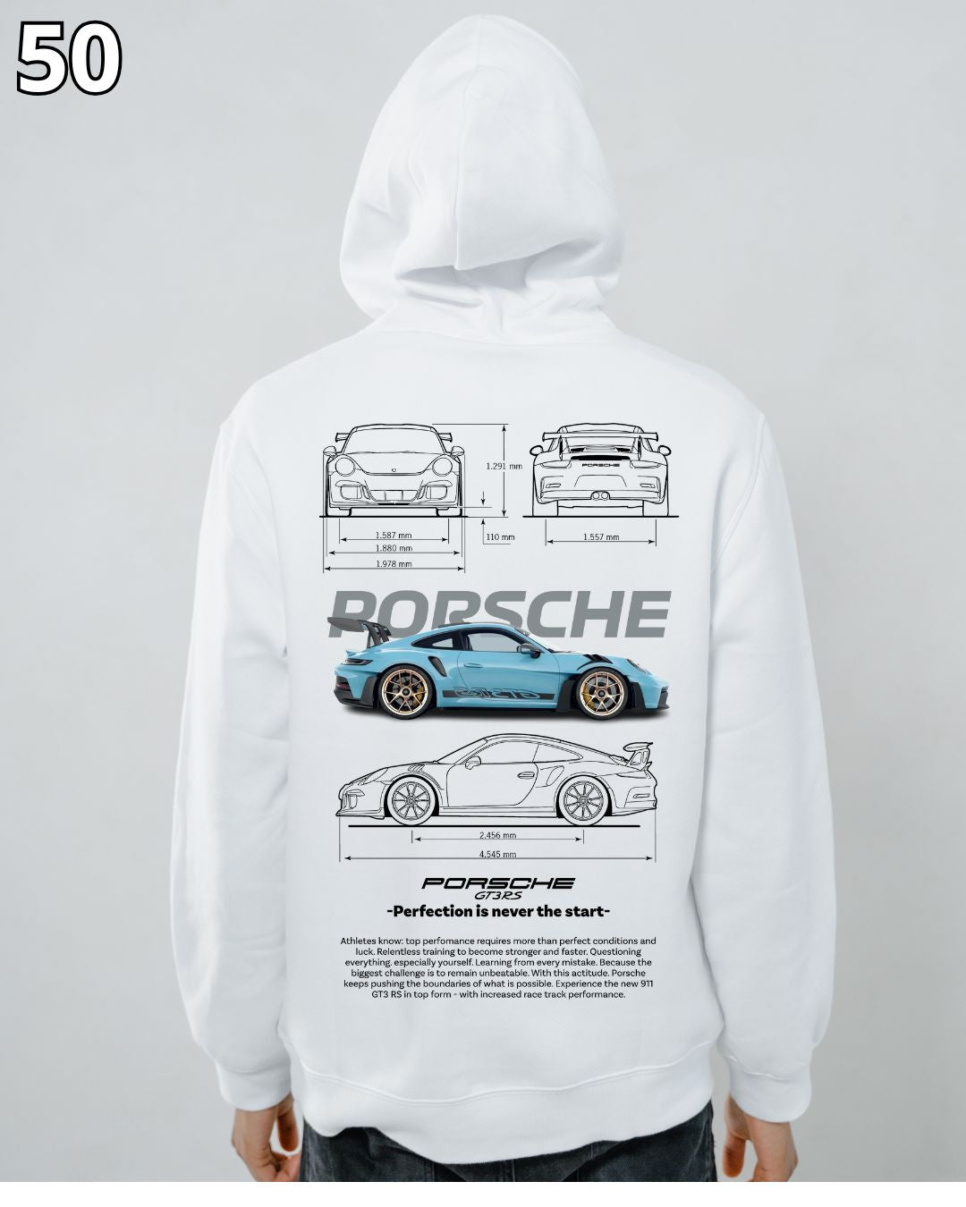 🏁 Hoodie Urban "Auto Porsche Azul" – Edición Blanca Premium 🏁