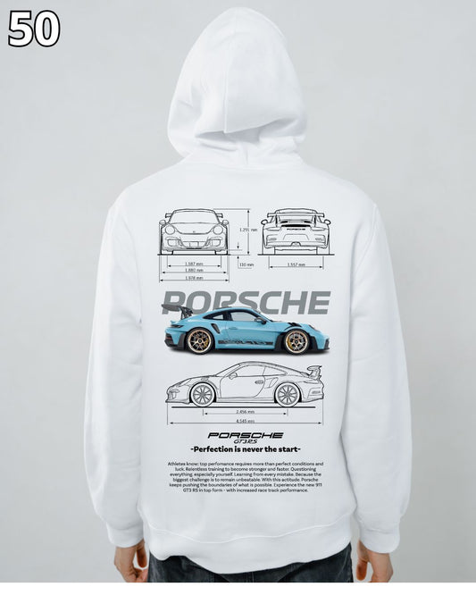 🏁 Hoodie Urban "Auto Porsche Azul" – Edición Blanca Premium 🏁