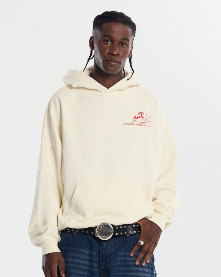 Hoodie blanco caballos rojos cold culture