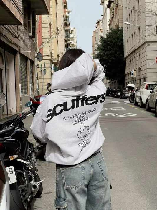 Hoodie gris manga globo with love