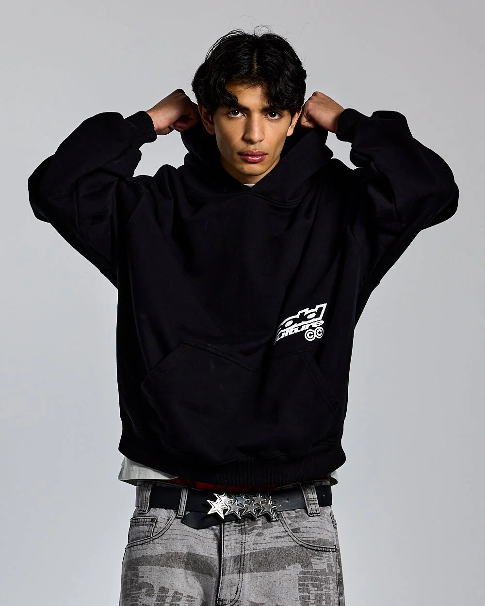 Hoodie Negro mangas globo dogs