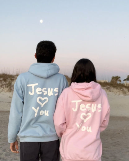 Hoodie Jesús LOVE you celeste