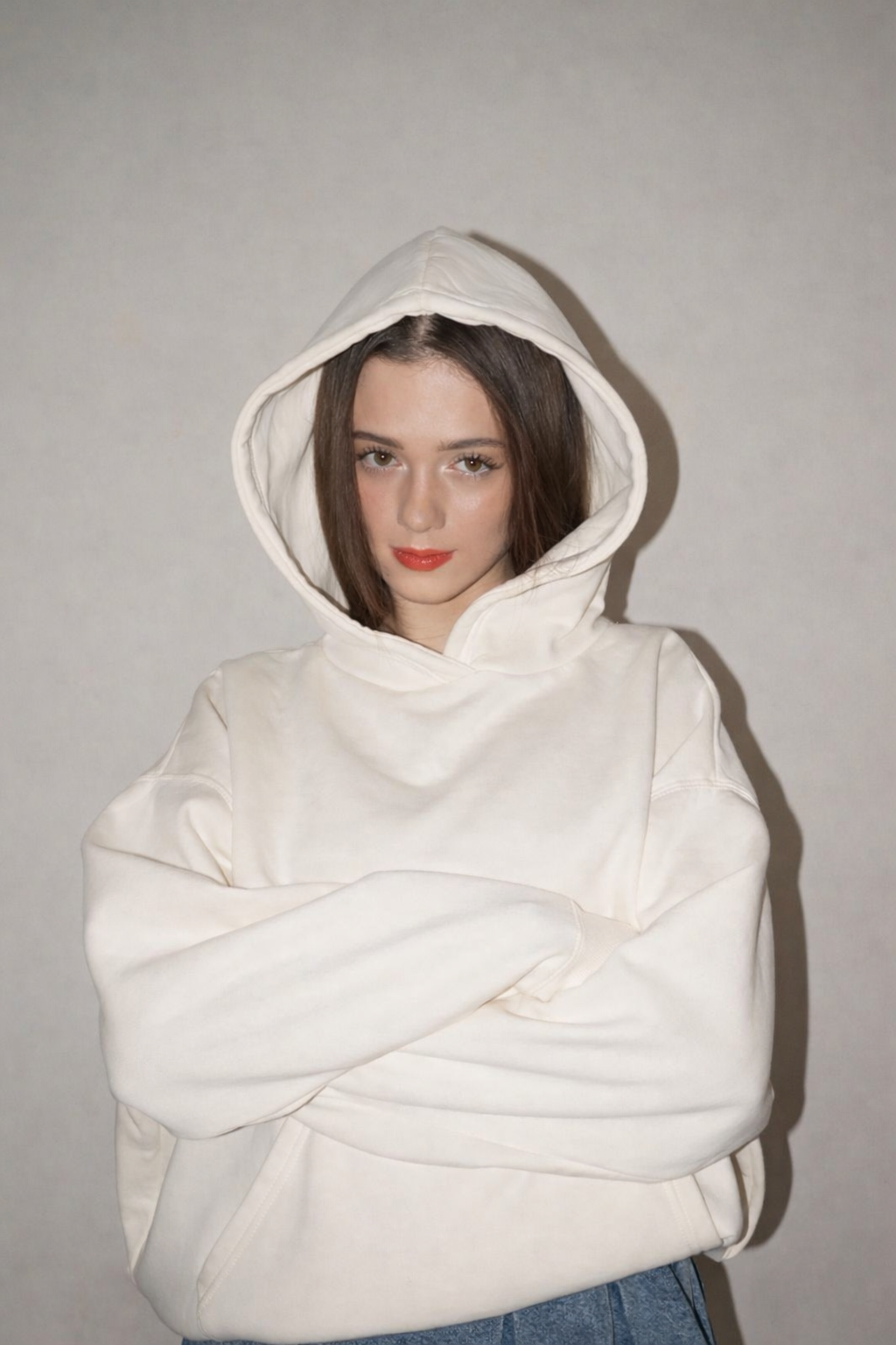 Hoodie manga globo Basic blanco