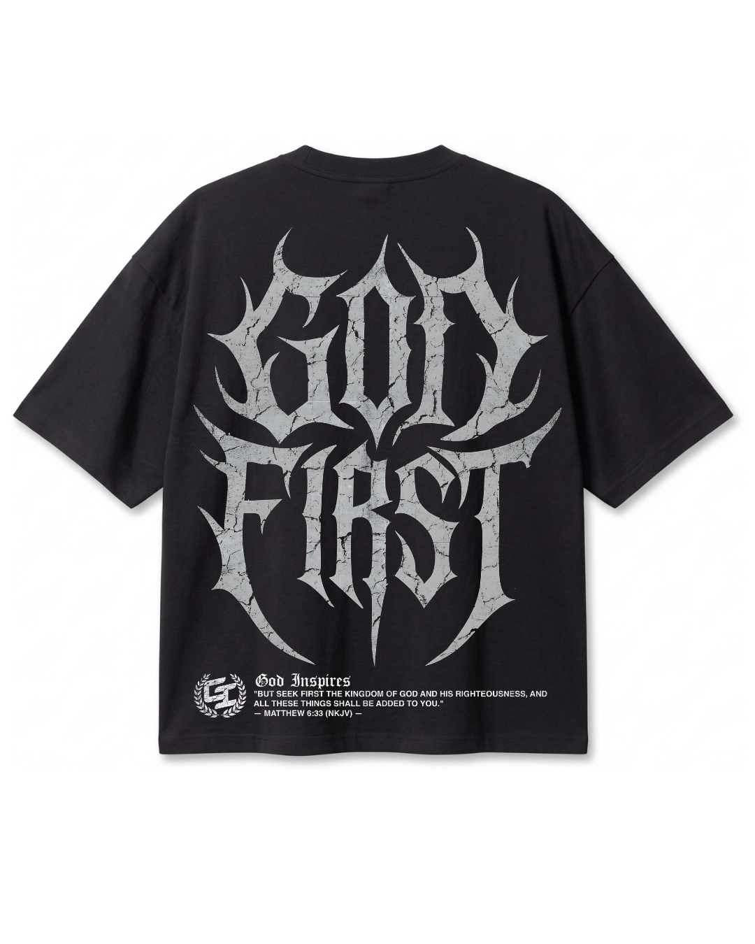 Polera Oversize God First | Frente y Espalda