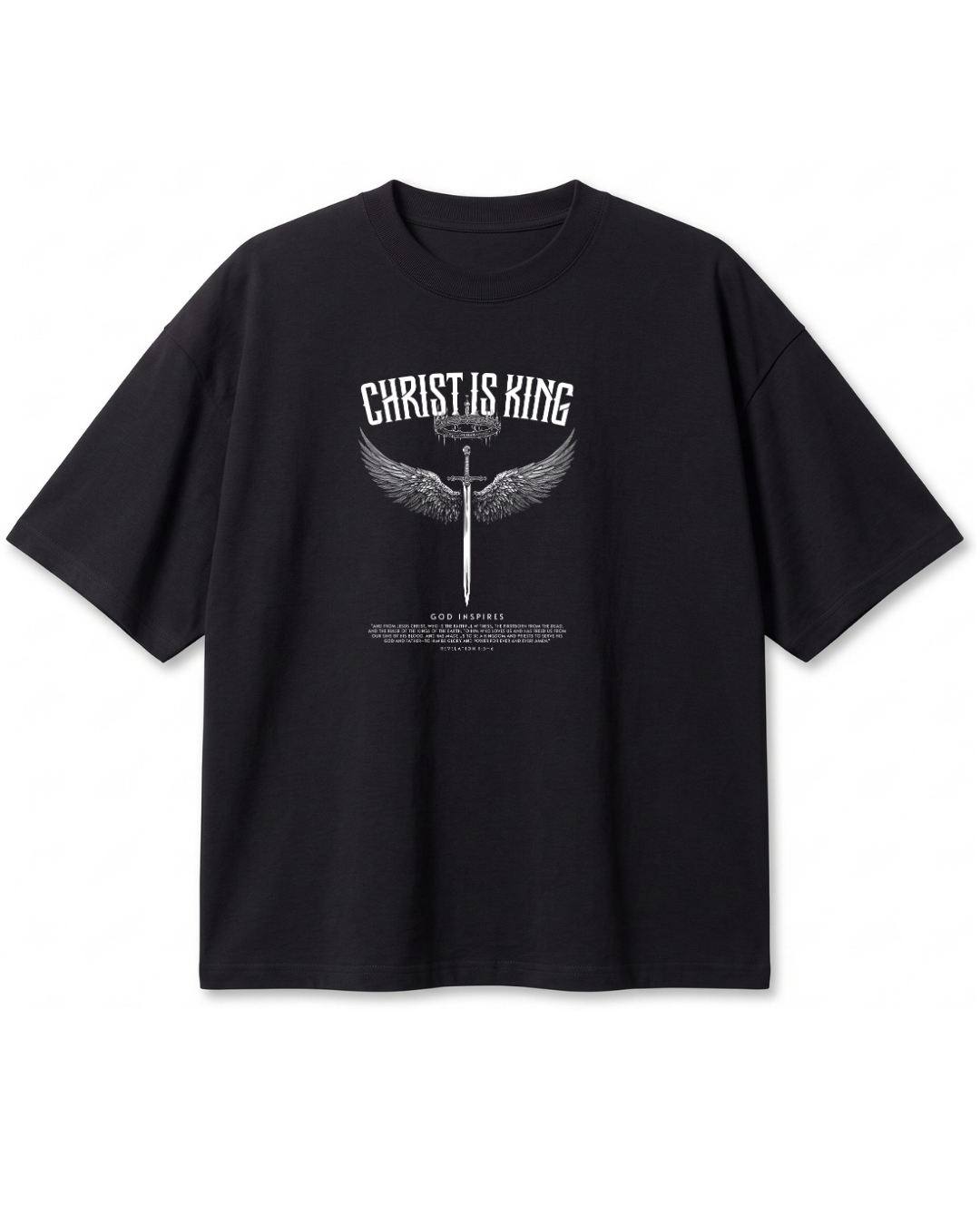 Polera Oversize Christ Is King Alas y Espada | Frente y Espalda