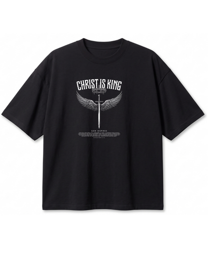 Polera Oversize Christ Is King Alas y Espada | Frente y Espalda