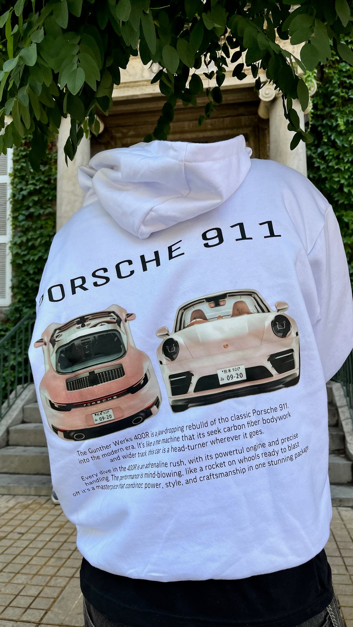 Hoodie porshe  modelo manga globo blanco