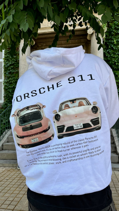 Hoodie porshe  modelo manga globo blanco