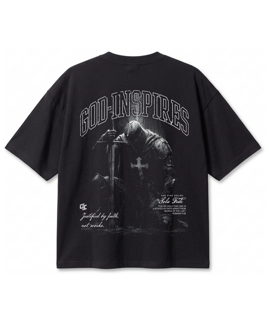 Polera Oversize Sola Fide Caballero | Frente y Espalda