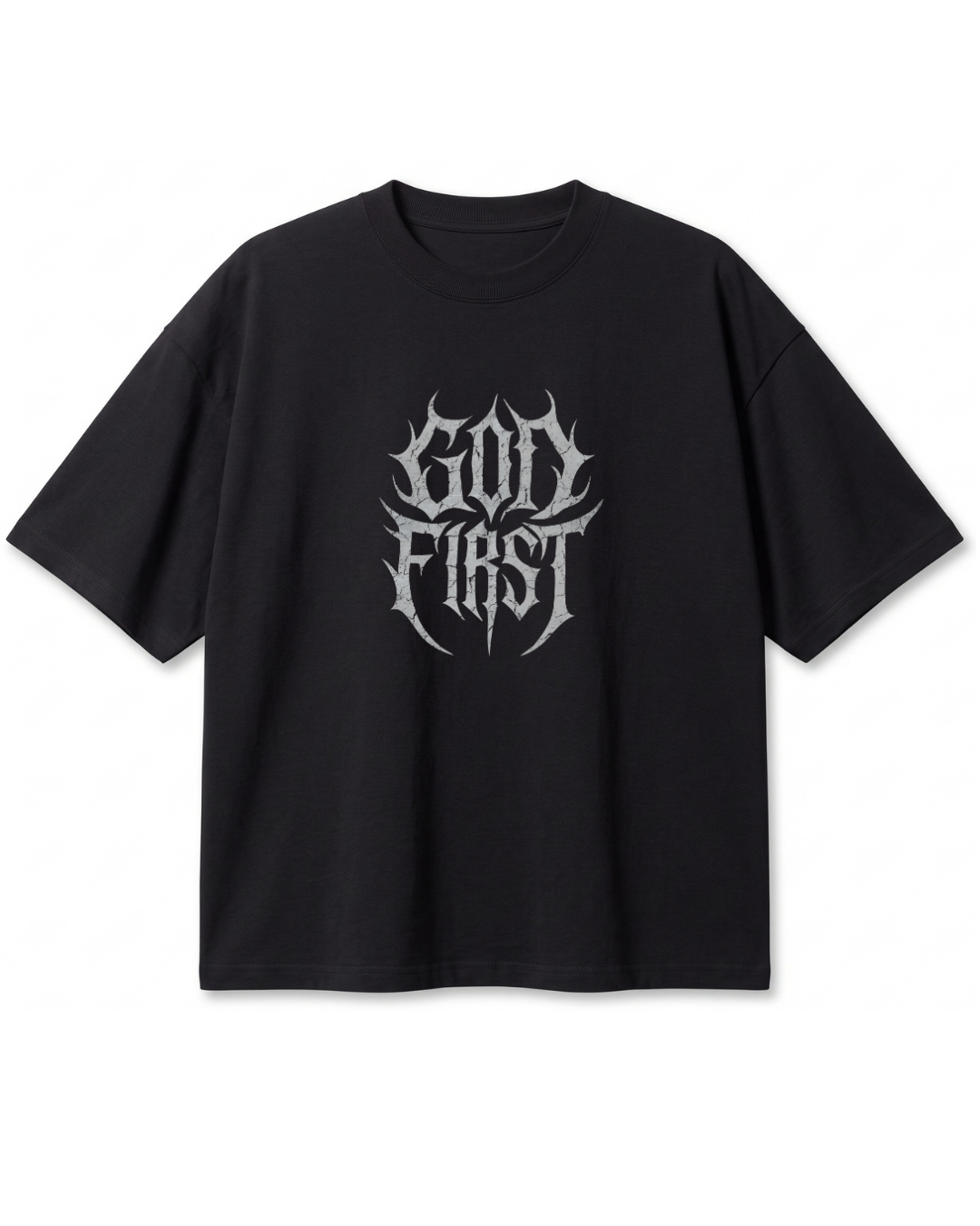 Polera Oversize God First | Frente y Espalda