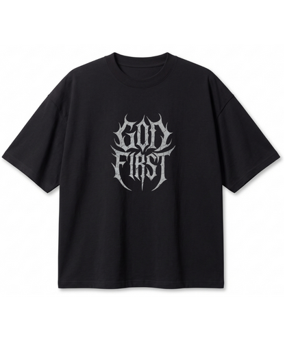 Polera Oversize God First | Frente y Espalda