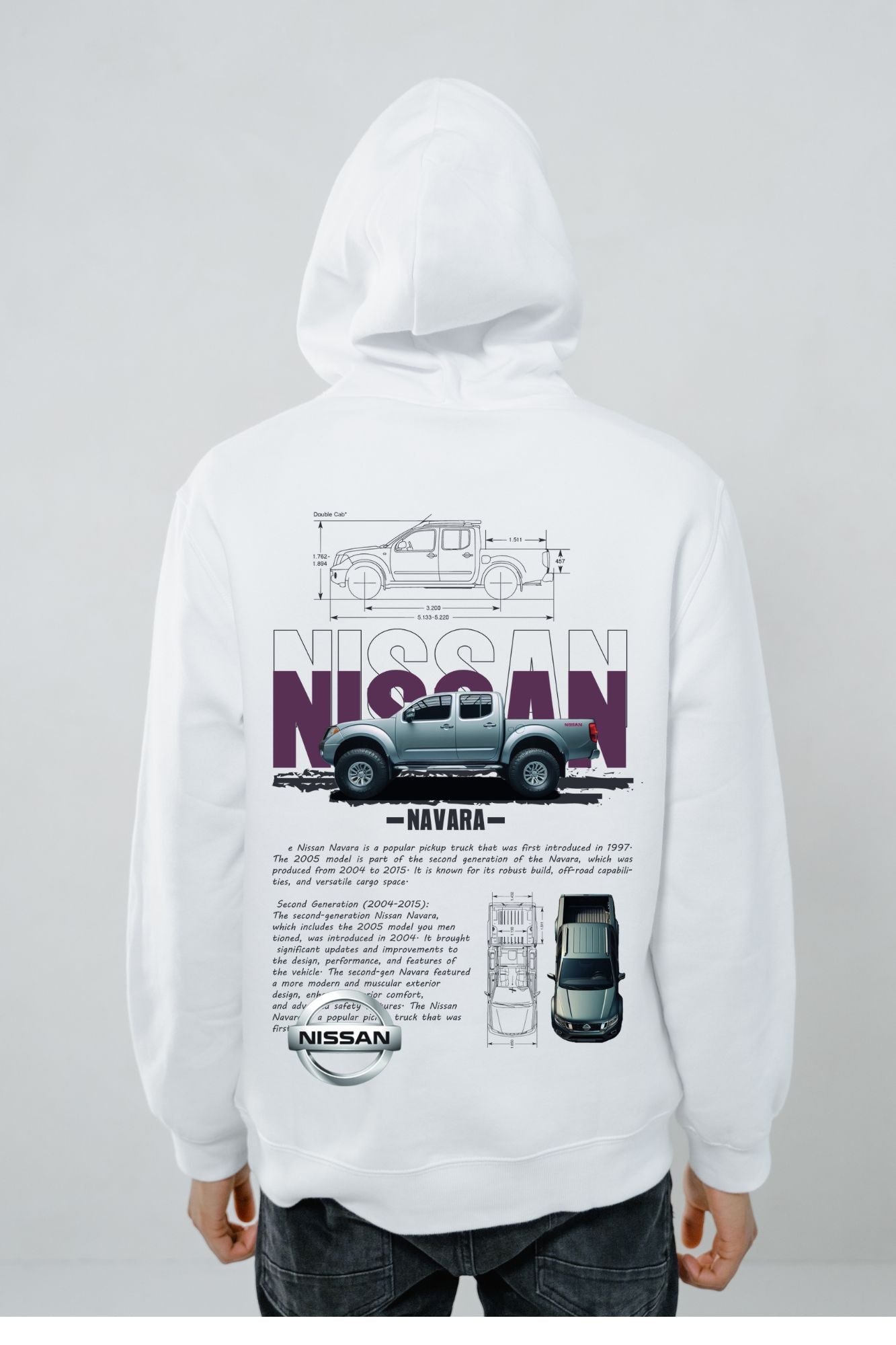 Hoodie Urban "Nissan Navara" – Blanco | Estilo Streetwear