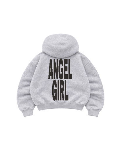 Hoodie Zip Mangas globo grey ángel girl .