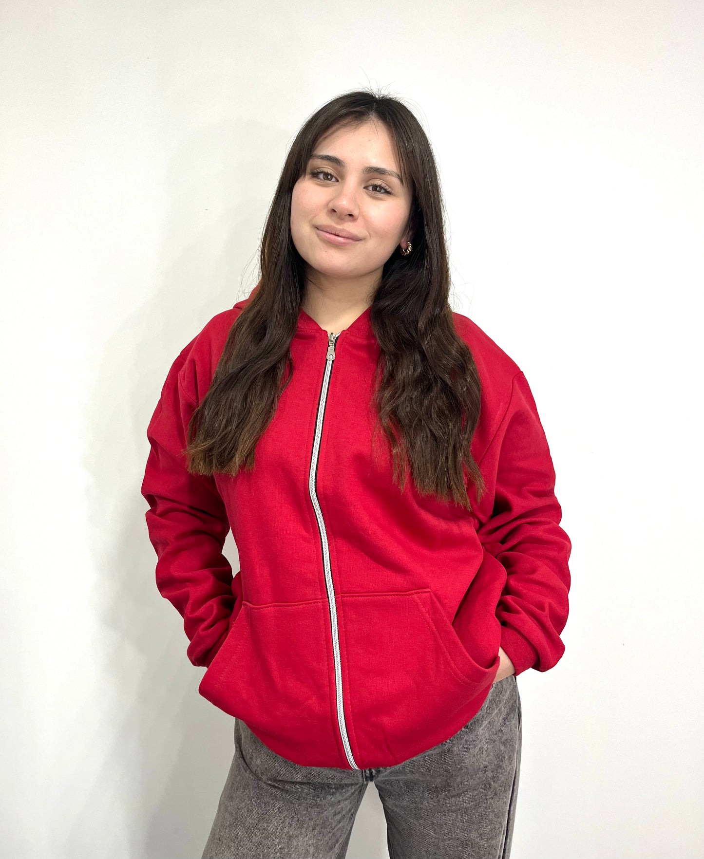 Basic red - Hoodie Clásico zip