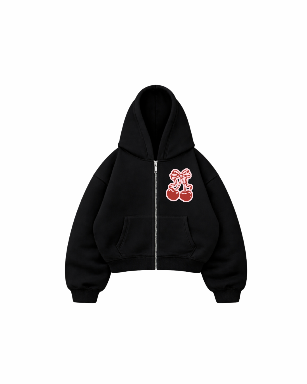 Hoodie Zip Mangas globo black cherry