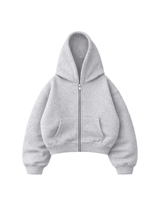Hoodie Zip Mangas globo Basic grey
