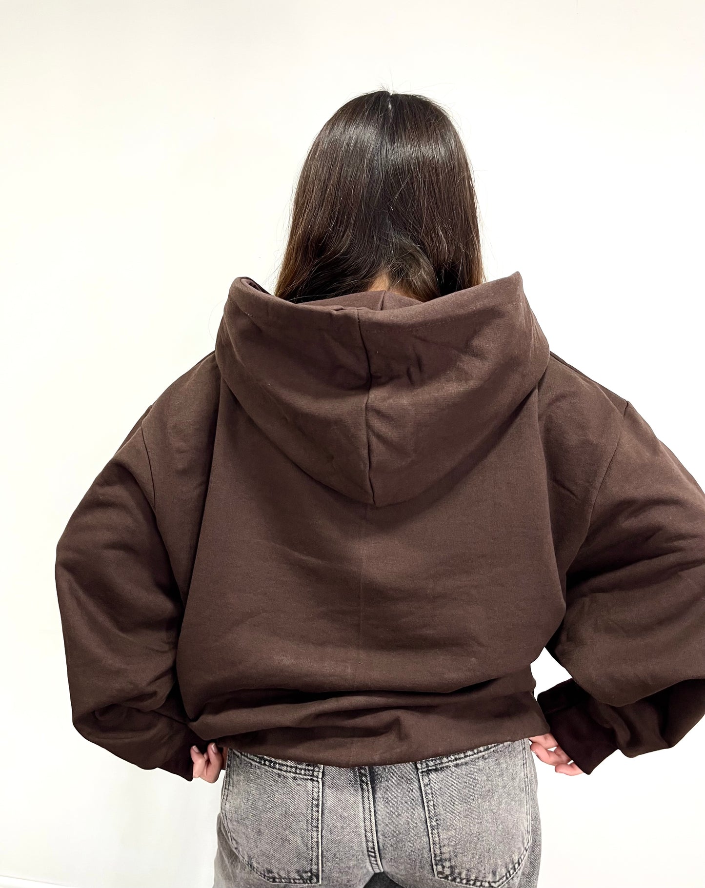 Hoodie Zip Mangas globo Basic coffe