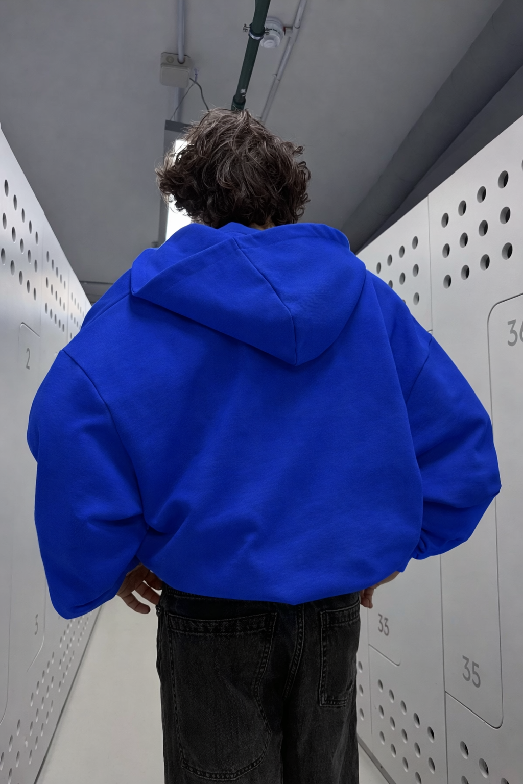 Hoodie manga globo Basic azul