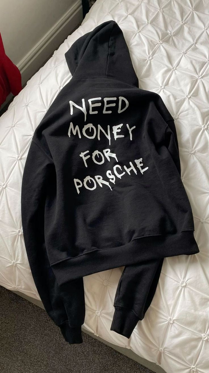 Hoodie modelo manga globo need money for porsche