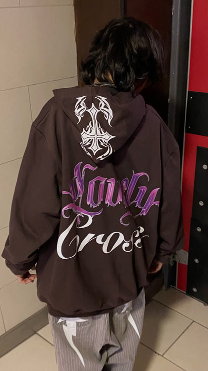 Hoodie Lovely Cross marron