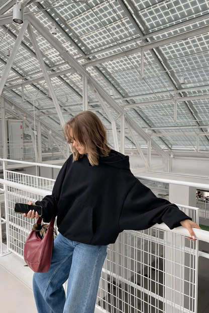 Hoodie manga globo Basic negro