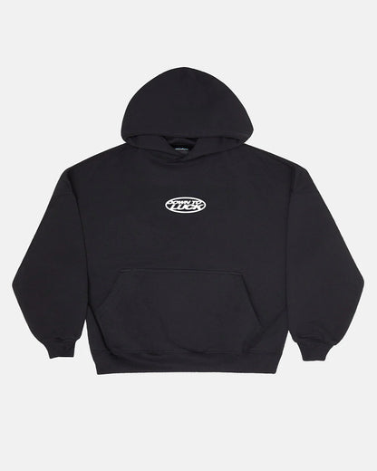 Hoodie negro mangas globo cold culture letra blanca