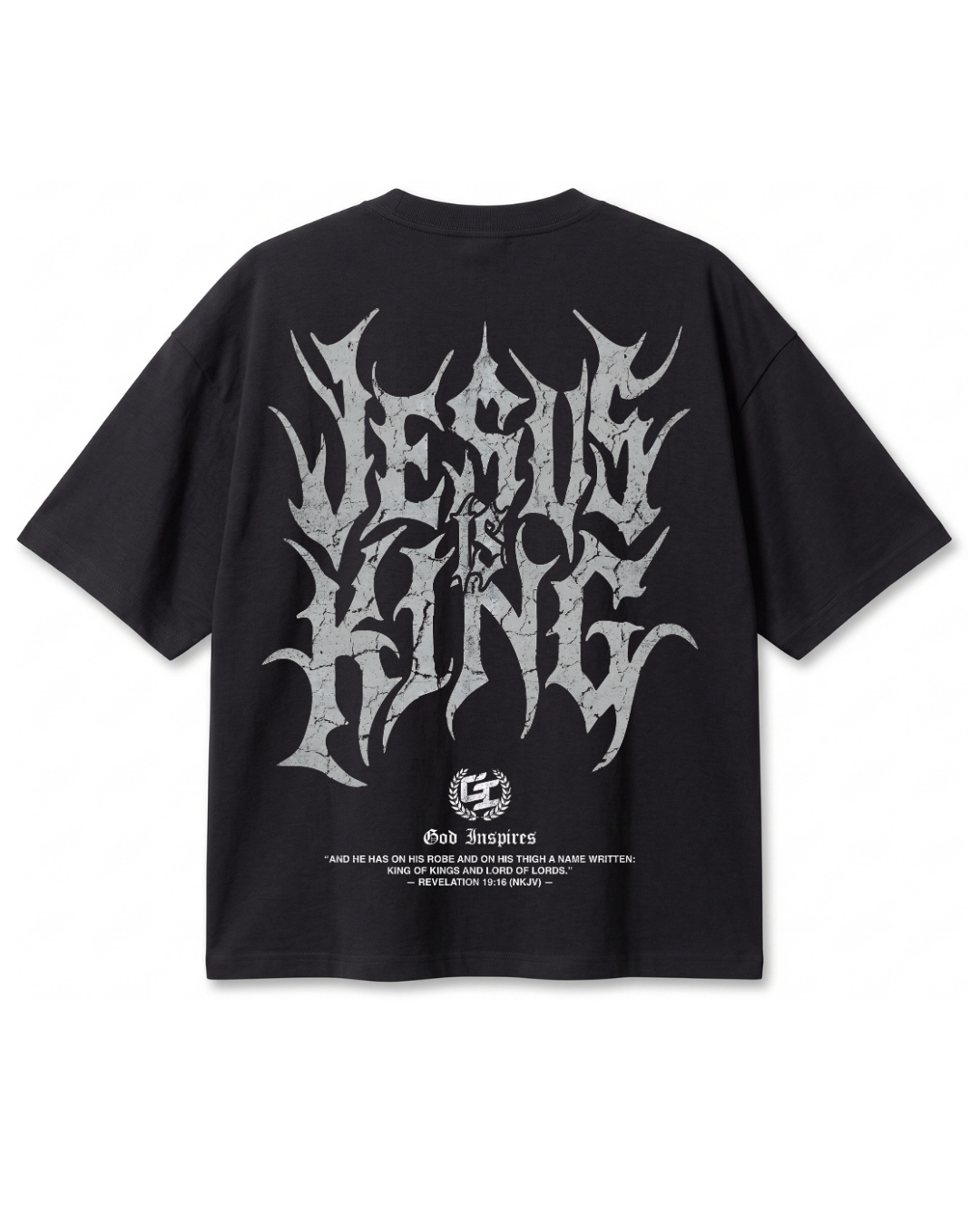 Polera Oversize Jesus Is King Gótico | Frente y Espalda
