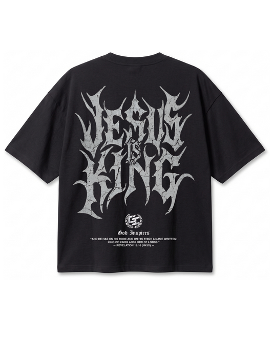 Polera Oversize Jesus Is King Gótico | Frente y Espalda