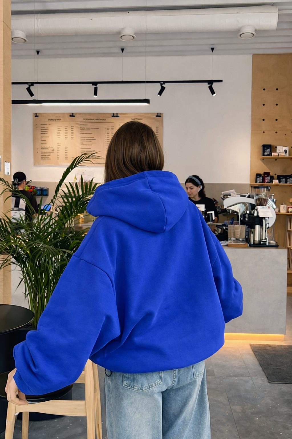 Hoodie manga globo Basic azul