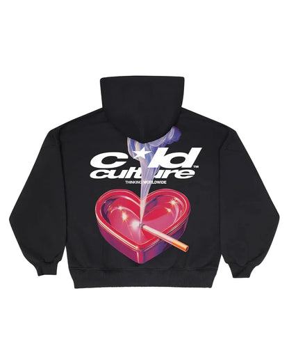 Hoodie negro mangas globo cold culture dorado