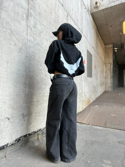 Hoodie negro paloma modelo clásico
