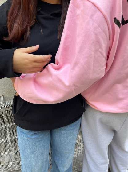 Hoodie I love money modelo manga globo rosa